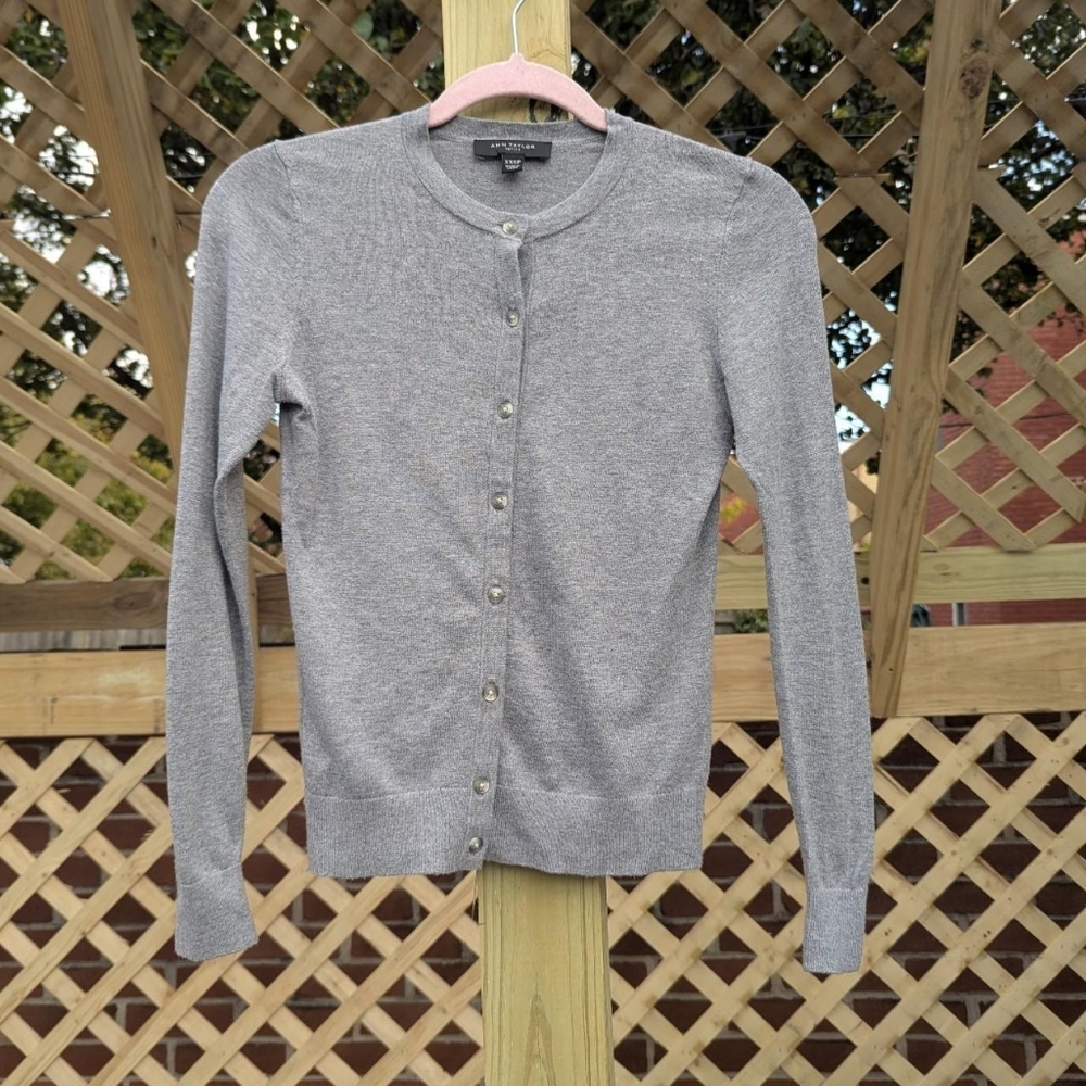Ann Taylor Petite Heather Gray Cardigan